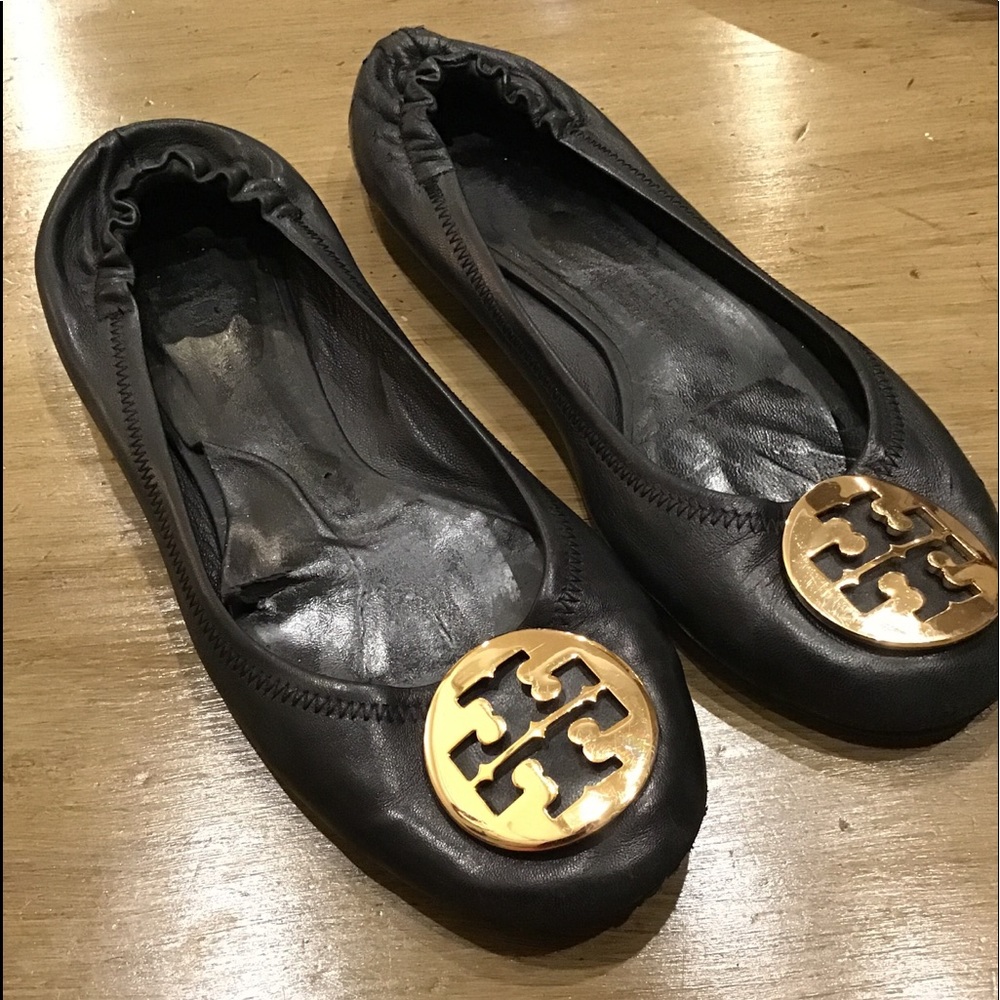 Tory Burch Classic Reva Flats, Black/Gold